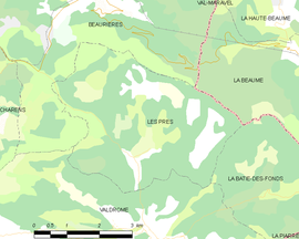 Mapa obce Les Prés