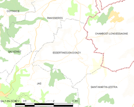 Mapa obce Essertines-en-Donzy