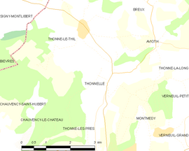 Mapa obce Thonnelle