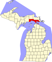 Map of Michigan highlighting Mackinac County.svg