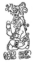 Fig. 1. Itzamna, chief deity of the Maya Pantheon (note his name glyphs, below).