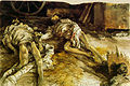 Adolph von Menzel: Drei gefallene Soldaten in einer Scheune, 1866