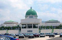 Het gebouw waarin het Huis van Afgevaardigden zetelt in de hoofdstad Abuja.