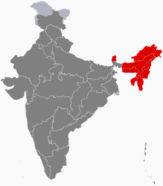 Location of Northeast India