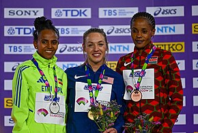 Description de l'image Podium 3000m women Glasgow 2024.jpg.