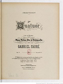 Image illustrative de l’article Quatuor pour piano et cordes no 1 de Fauré