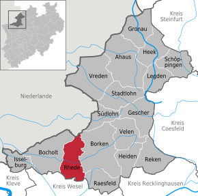 Poziția orașului Rhede pe harta districtului Borken