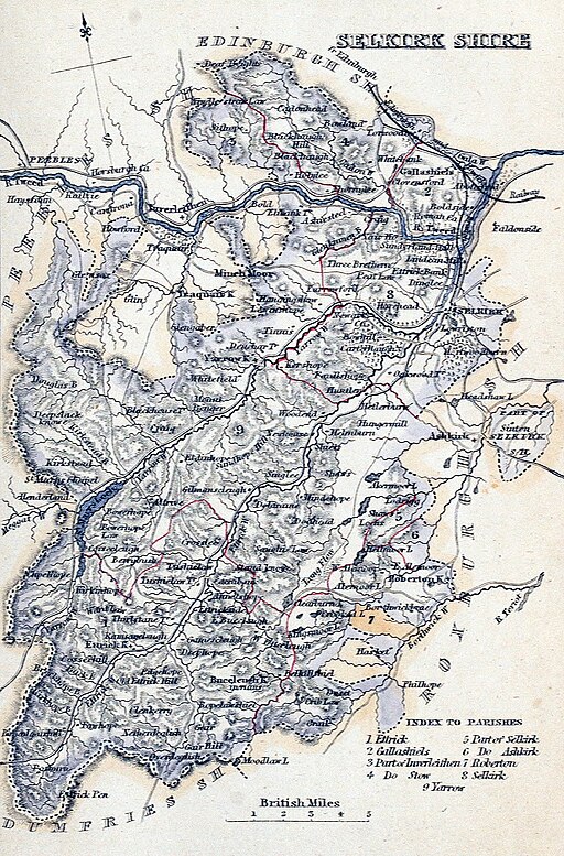 SELKIRKSHIRE Civil Parish map