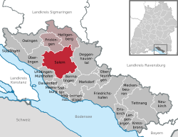 Elhelyezkedése Baden-Württemberg térképén