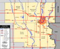 Map of the Sioux Falls metropolitan area.