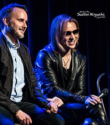 We Are X director Stephen Kijak (left) and X Japan front-man and star of the film Yoshiki, at a Q&A panel promoting the film in San Francisco.