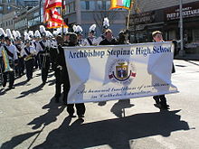 Archbishop Stepinac High School participates in the 2006 Saint Patrick's Day Parade in Yonkers, New York. Stepinac High School Parade 03-2006.jpg