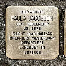 Stolperstein, Paula Jacobsen in Hannover, Ferdinand-Wallbrecht-Straße 34 vom 09.11.2022