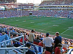 Modern rugby league: Brisbane Broncos take on Canterbury Bulldogs in the NRL. Suncorp Stadium.jpg