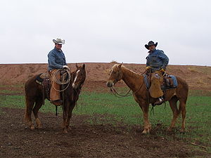 Modern Texas cowboys. Note that their clothes ...