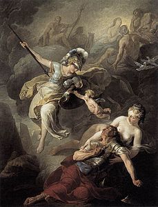 Cuộc chiến của Mars và Minerva (1771) của Joseph-Benoît Suvée