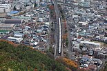 烏ヶ崎展望デッキからの眺望（北上する東北新幹線）