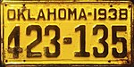 Номерной знак Оклахомы 1938 года.jpg