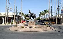 Scottsdale Arts District, adjacent to Old Town, showcasing Ed Mell's sculpture Jack Knife 20080409-ScottsdaleAZ-ArtsDistrict.jpg