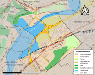 Carte en couleurs présentant l'occupation des sols.