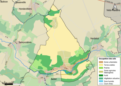 Carte des infrastructures et de l'occupation des sols en 2018 (CLC) de la commune.