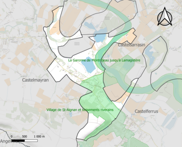 Carte des ZNIEFF de type 1 sur la commune.