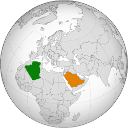 Map indicating locations of Algeria and Saudi Arabia