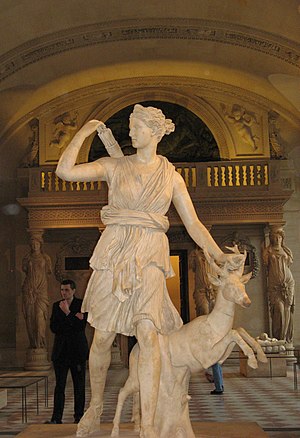 Artemis statue in Louvre, Paris, France