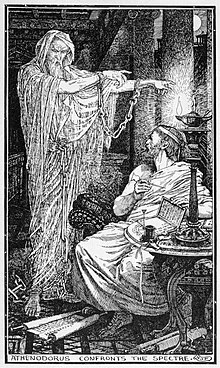 Athenodorus and the Ghost, by Henry Justice Ford, c.1900 Athenodorus - The Greek Stoic Philosopher Athenodorus Rents a Haunted House.jpg