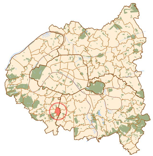 Localização de Bourg-la-Reine (em vermelho) no departamento de Hauts-de-Seine