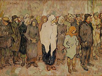 Faisant la queue pour le pain, huile sur toile de Nicolae Tonitza (1919, musée national d'art de Roumanie) (définition réelle 3 612 × 2 700)