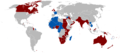 ปี 1920 ดินแดนของจักรวรรดิอังกฤษ (สีแดง) และจักรวรรดิฝรั่งเศส (สีฟ้า)