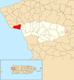 Location of Caguabo within the municipality of Añasco shown in red