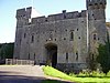 The front entrance of Caldicot Castle in south Wales.