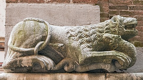 Lion (left), twelfth century, base of campanile