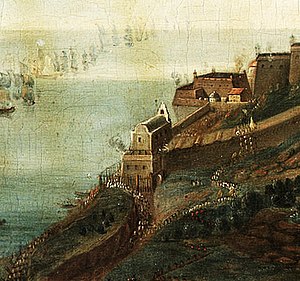 Деталь картины, приписываемой Францу Паулю Финдениггу, изображающей осаду Гаэты в 1707 году.