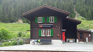 Two-story building with gabled roof