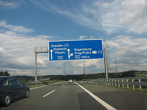 Die A 72 Richtung Chemnitz am Dreieck