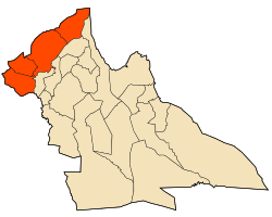 Map of Laghouat Province highlighting Gueltet Sidi Saâd District