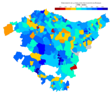 Crecimiento de la población por municipio (1998-2008)