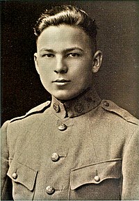 Sepia-color photo of a young man in military uniform