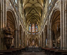 Choir of St. Vitus Cathedral in Prague built by Matthias of Arras and Peter Parler in 1344-1385 Interior of St. Vitus Cathedral, Nave, Prague 20160809 2.jpg