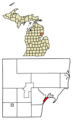 Location of Tawas City, Michigan