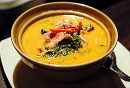 Thai red curry soup with pork