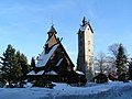 Église en bois debout à Karpacz en Pologne.