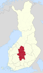 Центральная Финляндия на карте Финляндии