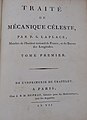 Title page to Volume I of "Traité de mécanique céleste" (1799)