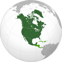 Lage Nord- und Mittelamerikas auf einer Weltkarte