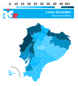 Stimmanteile von Luisa González in den Provinzen