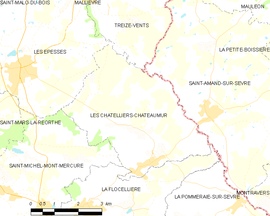 Mapa obce Les Châtelliers-Châteaumur